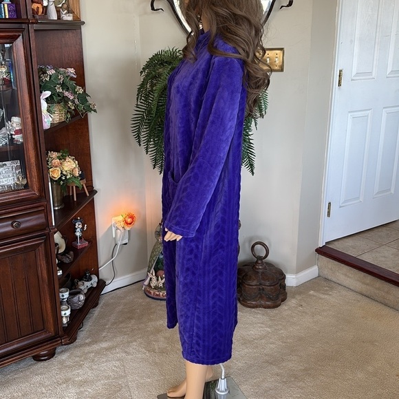 NWOT Collections Etc Vintage Purple Zip Up Robe Duster House Coat Cozy Midi - Picture 6 of 15